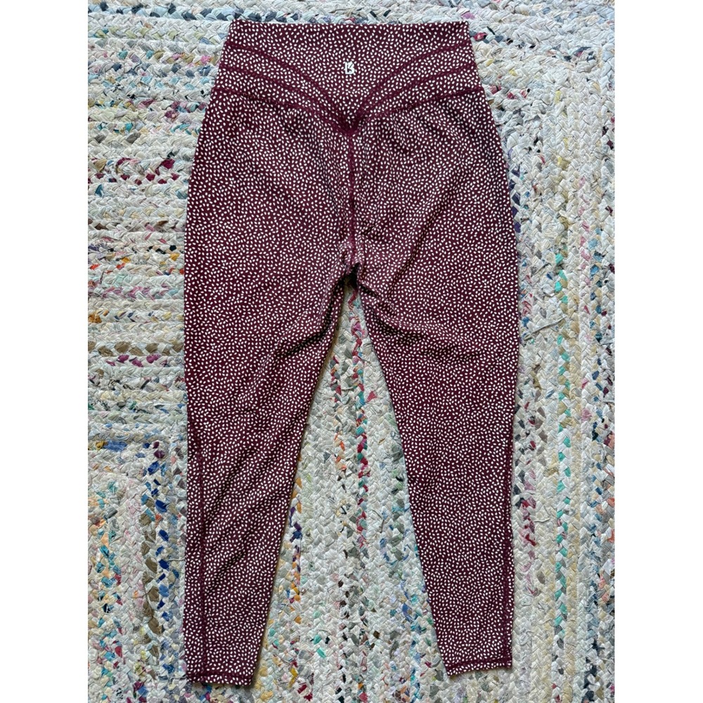 Buffbunny Collection Speckled Leggings Burgundy‎ White High Waist XL 25 Inseam - Picture 7 of 8